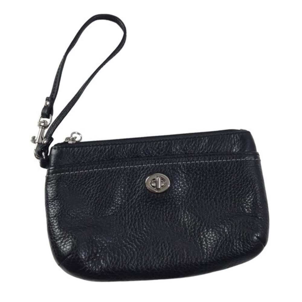 Coach Black Leather Wristlet Clutch